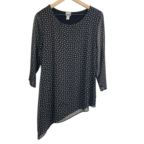 Travelers By Chicos Women’s Asymmetrical Polka Dot Blouse - Picture 1 of 4